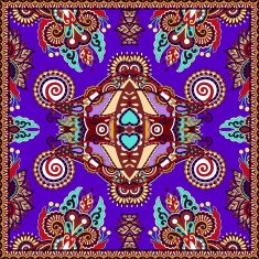 Traditional ornamental floral paisley violet colour bandanna N5