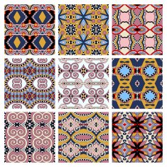 set of different seamless colored vintage geometric pattern N14