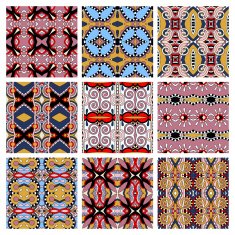 set of different seamless colored vintage geometric pattern N16