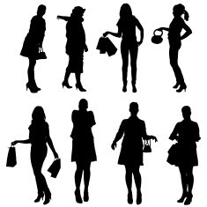 Vector silhouette of women N7