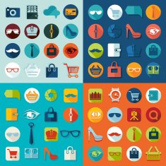 Set of fashion flat icons N41
