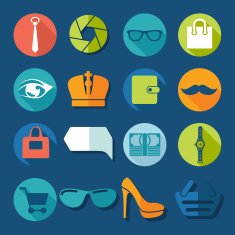 Set of fashion flat icons N43