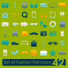 Set of fashion flat icons N49