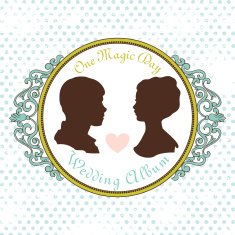 Vector Just married Silhouette in Vintage Frame
