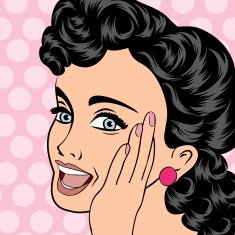 pop art cute retro woman in comics style N22