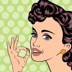 pop art cute retro woman in comics style N26