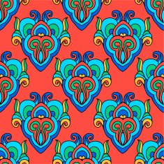 Festive Damask flower vector seamless abstract background