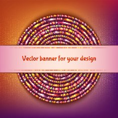 Vector rounded banner with sample text on colored background