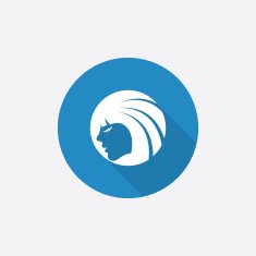 Beauty girl face Flat Blue Simple Icon with long shadow
