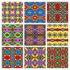 set of different seamless colored vintage geometric pattern N20