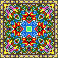 Traditional ornamental floral paisley bandanna Square ornament N16
