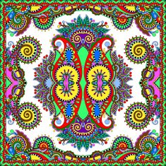 Traditional ornamental floral paisley bandanna Square ornament N18