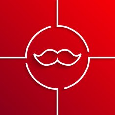 Vector modern white circle icon on red background N5