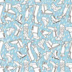 Females shoes boots rain seamless pattern Outline Sketchy