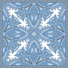 silk blue colour kerchief square pattern design