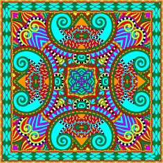 Traditional ornamental floral paisley bandanna Square ornament N19