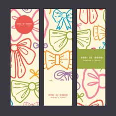 Vector colorful bows vertical banners set pattern background