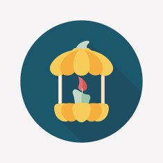 pumpkin candle flat icon with long shadow eps10 N13