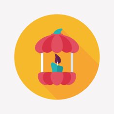 pumpkin candle flat icon with long shadow eps10 N14
