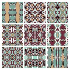 set of different seamless colored vintage geometric pattern tex N12