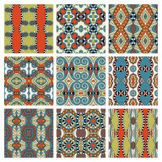 set of different seamless colored vintage geometric pattern tex N14