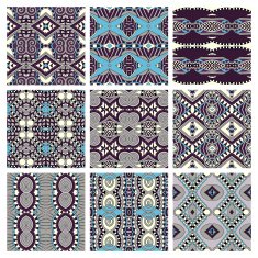 set of different seamless colored vintage geometric pattern tex N16