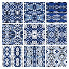 set of different seamless colored vintage geometric pattern tex N17