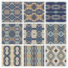 set of different seamless colored vintage geometric pattern tex N18