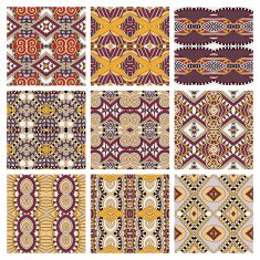 set of different seamless colored vintage geometric pattern tex N19