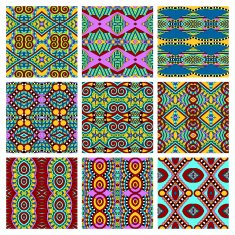 set of different seamless colored vintage geometric pattern tex N20