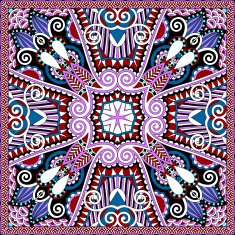 silk neck scarf or kerchief square pattern design in ukrainian N14