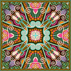 silk neck scarf or kerchief square pattern design in ukrainian N15