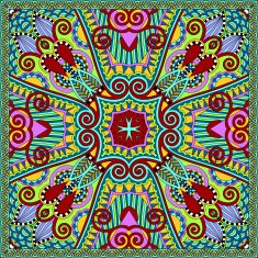 silk neck scarf or kerchief square pattern design in ukrainian N17