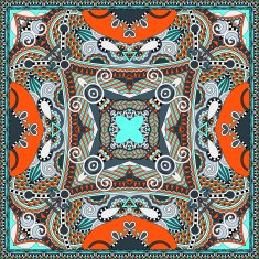 silk neck scarf or kerchief square pattern design in ukrainian N19