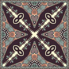 silk neck scarf or kerchief square pattern design in ukrainian N23