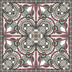 silk neck scarf or kerchief square pattern design in ukrainian N27