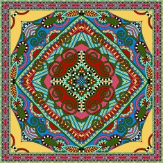 silk neck scarf or kerchief square pattern design in ukrainian N32