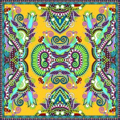 silk neck scarf or kerchief square pattern design in ukrainian N35