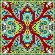 Traditional ornamental floral paisley bandanna Square ornament N26