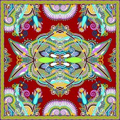 Traditional ornamental floral paisley bandanna Square ornament N29