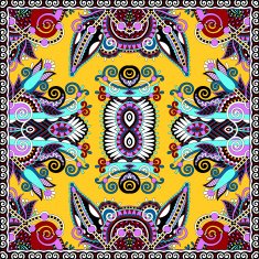Traditional ornamental floral paisley bandanna Square ornament N32