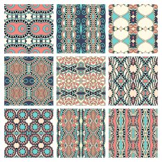 set of different seamless colored vintage geometric pattern N26