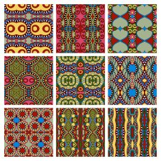 set of different seamless colored vintage geometric pattern N28