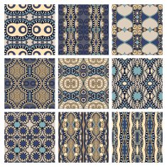 set of different seamless colored vintage geometric pattern N29