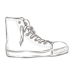 Hand drawn vintage sport shoe Isolated on white N2