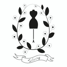 Tailoring emblem with mannequin or dummy