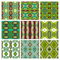 set of different seamless colored vintage geometric pattern tex N22
