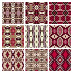 set of different seamless colored vintage geometric pattern tex N23