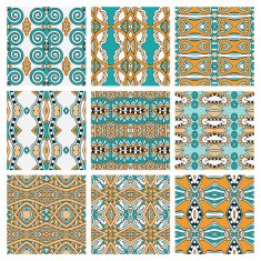 set of different seamless colored vintage geometric pattern tex N26