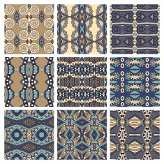 set of different seamless colored vintage geometric pattern tex N27